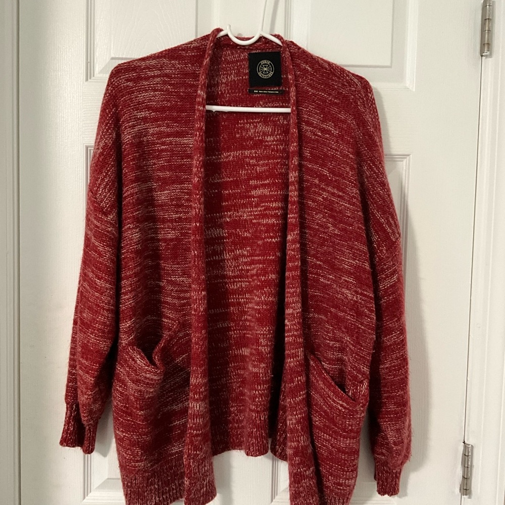 Urban Outfitters Red and Cream Cardigan Sweater